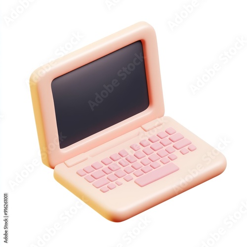 3D Rendered Pink Laptop