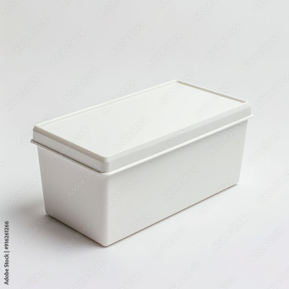 White Rectangular Plastic Storage Box with Lid. White Rectangular Plastic Storage Box with Lid.