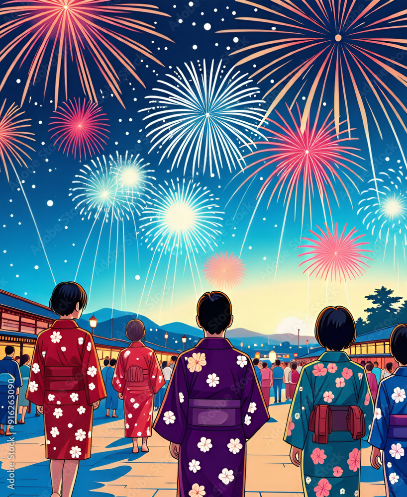 浴衣の少女と花火⑦ 浴衣の少女と花火⑦
