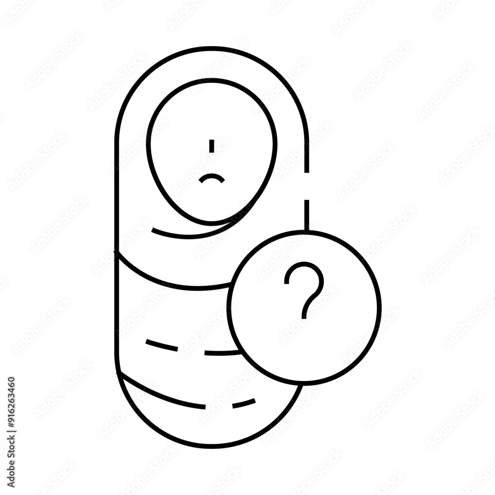 baby unknown ache line icon vector. baby unknown ache sign. isolated contour symbol black illustration baby unknown ache line icon vector. baby unknown ache sign. isolated contour symbol black illustration