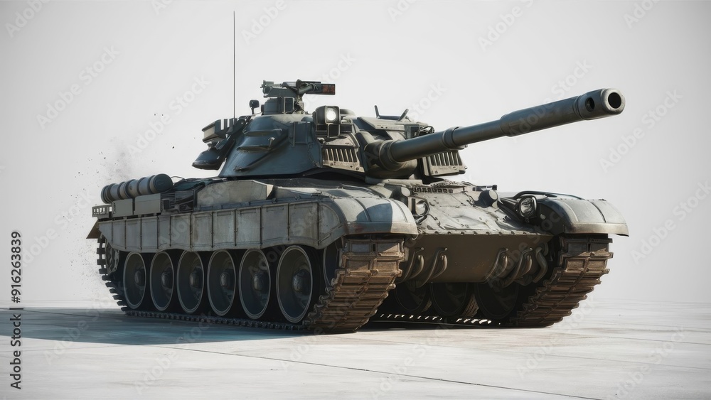 Isolated Military Army Tank, Powerful War Machine on White Background Isolated Military Army Tank, Powerful War Machine on White Background