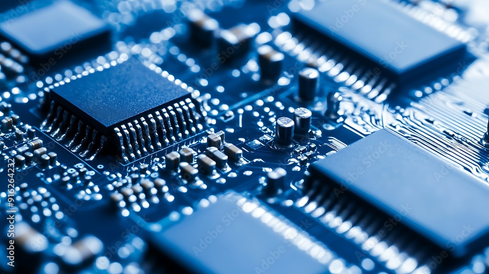 Exploring the Intricate Details of a Modern Circuit Board: A Close-Up View of Digital Technology and Innovation Exploring the Intricate Details of a Modern Circuit Board: A Close-Up View of Digital Technology and Innovation