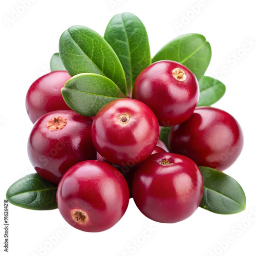 Cranberries with leaves Isolated On Transparent Background