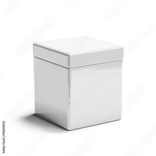 White Square Box with a Shadow on a White Background.