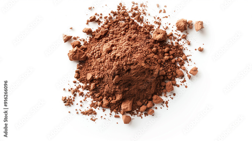 A mound of rich cocoa powder displayed on a clean white background, viewed from above, showcasing its fine, earthy texture.
A mound of rich cocoa powder displayed on a clean white background, viewed from above, showcasing its fine, earthy texture.
