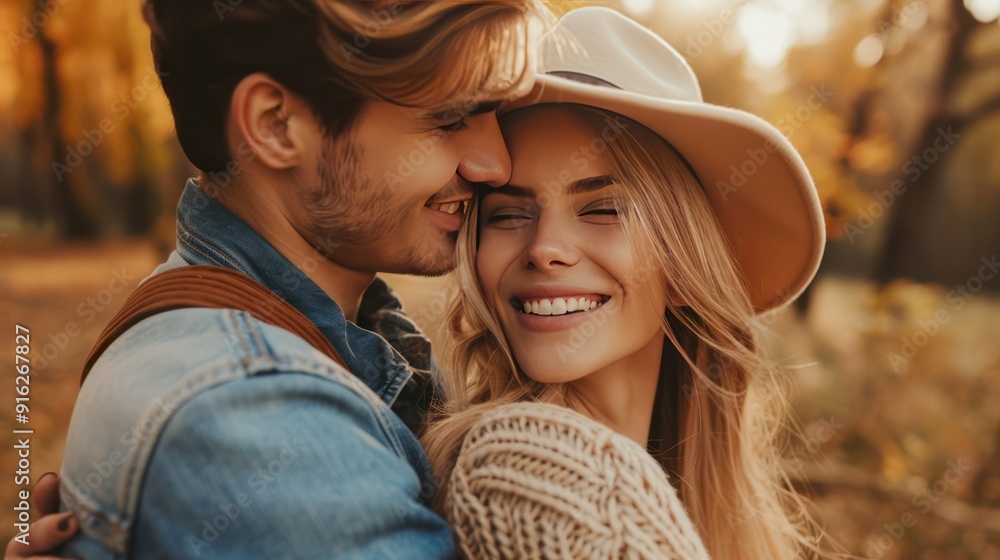 A man and a woman are hugging each other in a park A man and a woman are hugging each other in a park