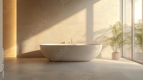 Detail of a modern bathroom in a minimalist house, with sleek fixtures and neutral colors, simplicity in home design, modern living concept