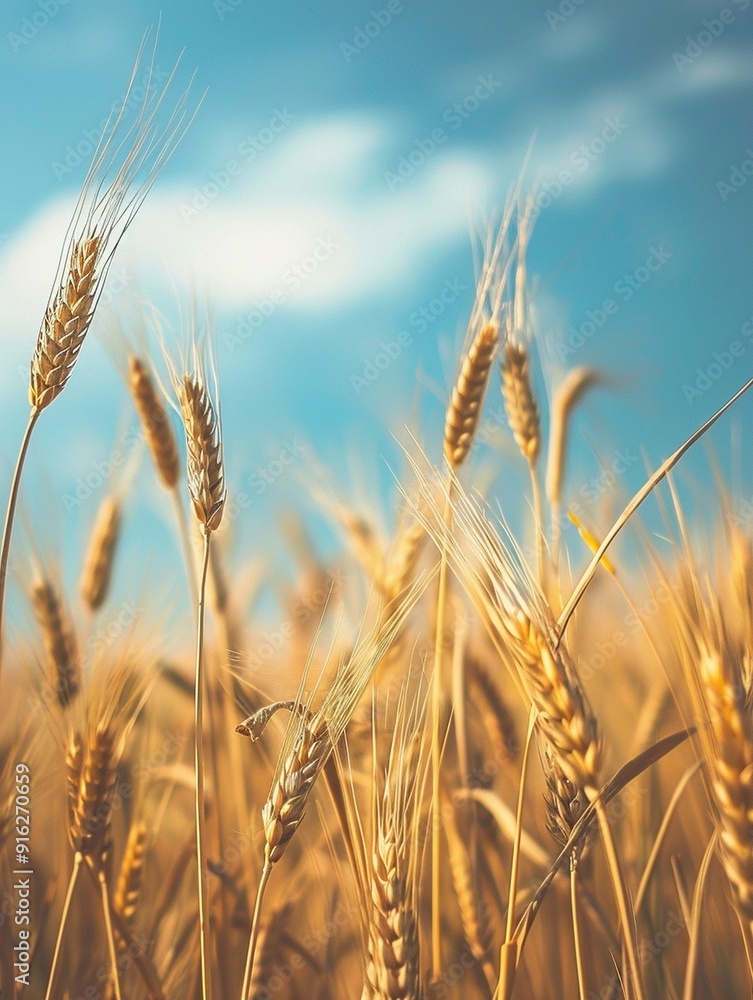 Golden Wheat Field Under Blue Sky - Agriculture and Nature Background Golden Wheat Field Under Blue Sky - Agriculture and Nature Background