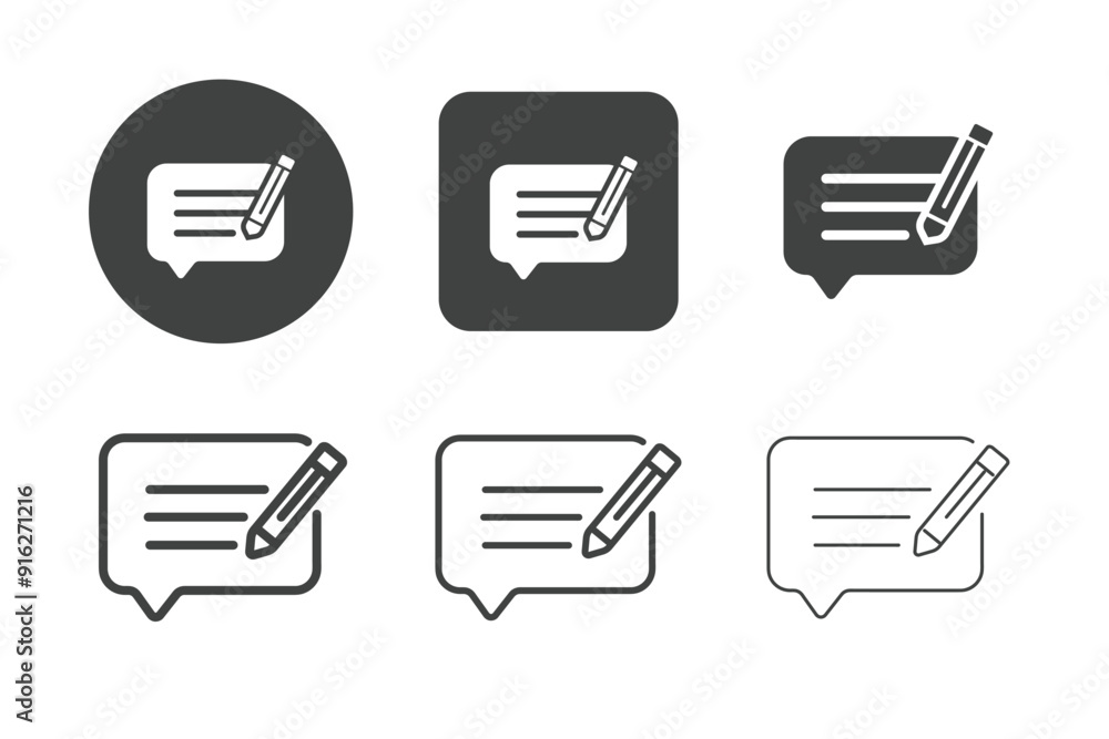 Comment multi style series icons. For website marketing design, logo, app, template, ui, etc. Vector illustration. Comment multi style series icons. For website marketing design, logo, app, template, ui, etc. Vector illustration.