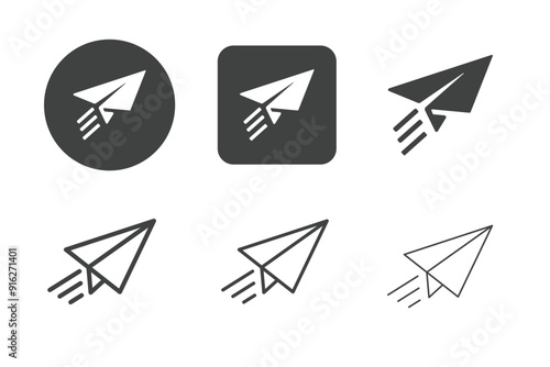 Paper plane multi style series icons. For website marketing design, logo, app, template, ui, etc. Vector illustration.