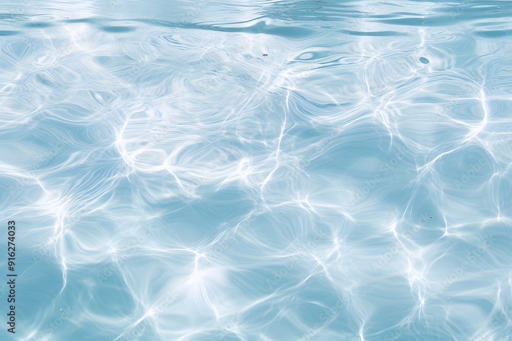 Fototapeta premium Serene and Clear Water Surface with Sunlight Reflections Creating a Tranquil and Inviting Atmosphere