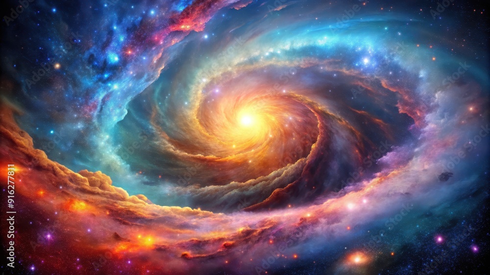 Majestic galaxy nebula with vibrant cosmic colors and swirling clouds , Space exploration, sci-fi art Majestic galaxy nebula with vibrant cosmic colors and swirling clouds , Space exploration, sci-fi art