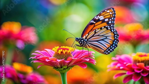 Butterfly perched delicately on a vibrant flower, insect, pollination, nature, colorful, garden, wings, beauty, close-up, wildlife