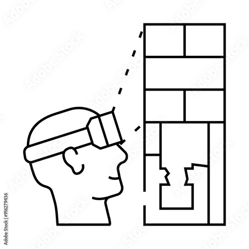 presentation future buildings with vr glasses line icon vector. presentation future buildings with vr glasses sign. isolated contour symbol black illustration