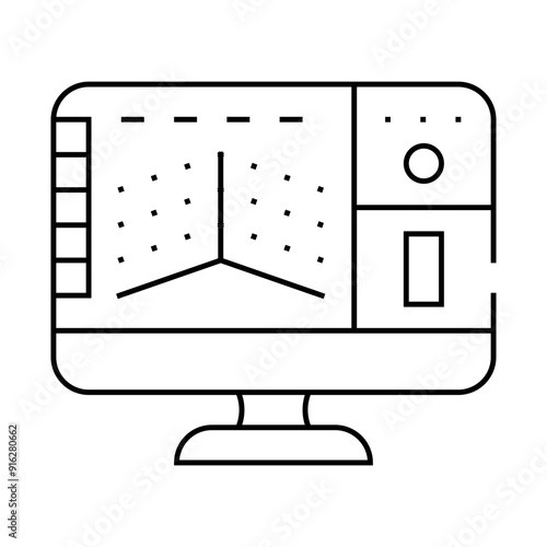 3d modeling line icon vector. 3d modeling sign. isolated contour symbol black illustration