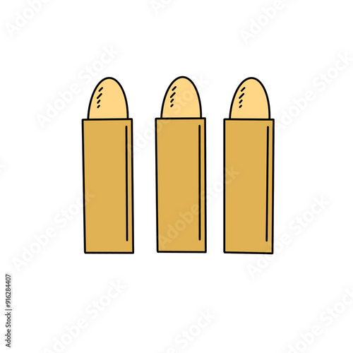 Three bullets are drawn in a cartoon style