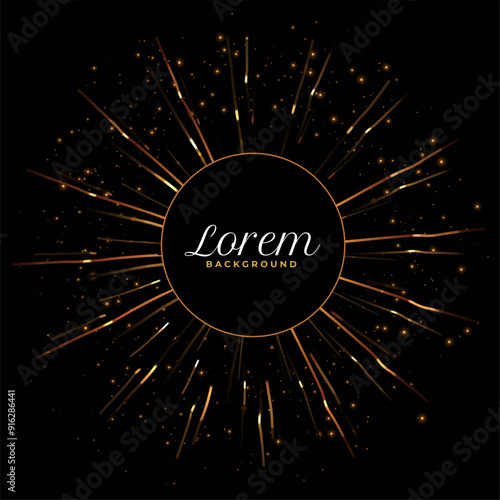 eye catching golden line explosion dark background design
