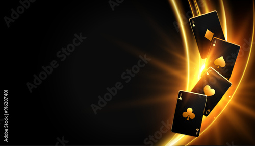gambling ace card dark background with text space and light effect