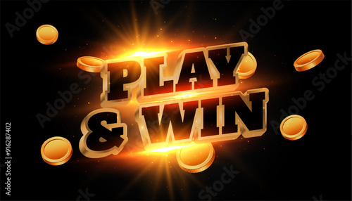 3d style casino poker dark banner with golden token chips design