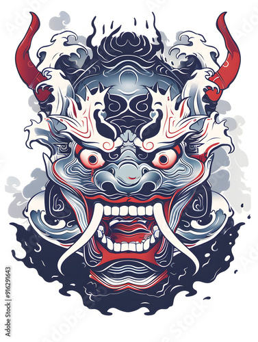 Hannya Mask traditional tattoo illustration