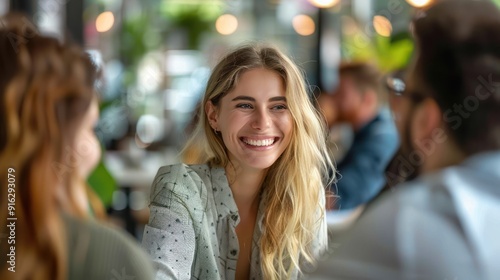 Business Collaboration: Smiling Businesspeople Client Discussing in Office Space