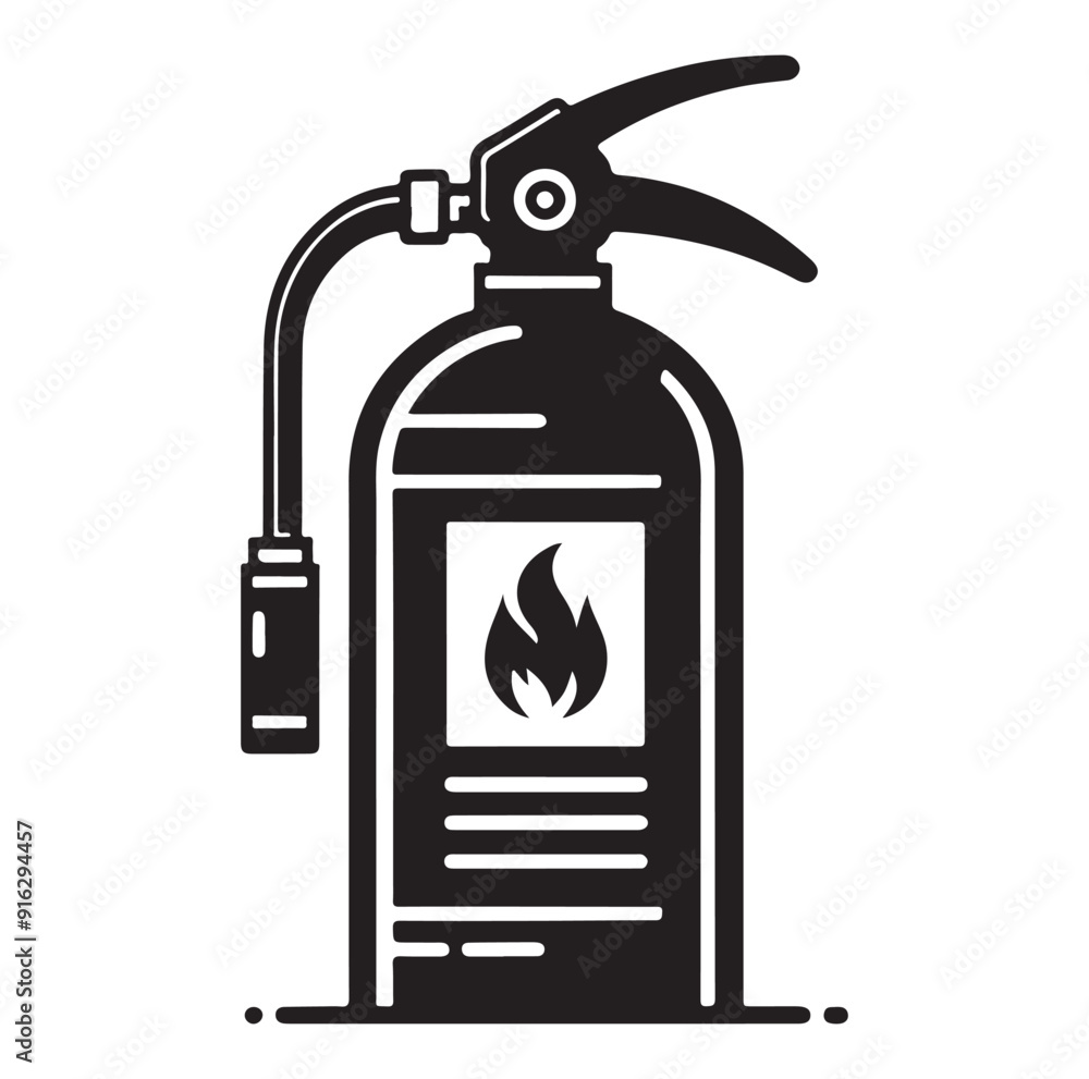 Minimal Fire Extinguisher Black Silhouette Vector. Minimal Fire Extinguisher Black Silhouette Vector.