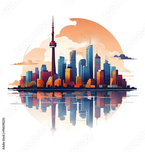 A vector illustration capturing the essence of the City skyline, with prominent buildings.
