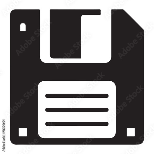 Floppy disk icon silhouette vector. Save icon illustration