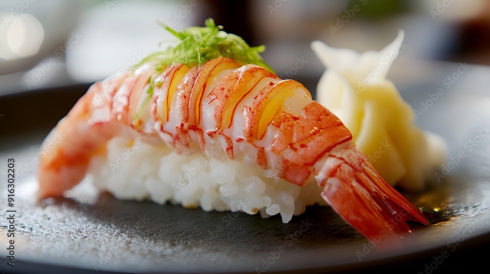 Delicious sushi with fresh salmon served on a plate Delicious sushi with fresh salmon served on a plate