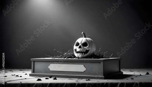 black and white halloween background in dark style