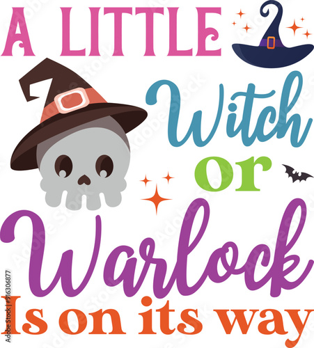 A little witch or warlock is on T-Shirt, Coquette Halloween, Halloween Quotes, 
Fall Design, Spooky Season, Pumpkin T-shirt, October T-shirt, Funny Halloween Shirts, Cut File For Cricut And Silhouette