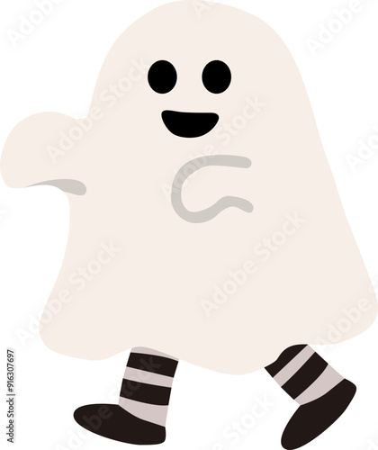 ハロウィンでお化けの仮装をする子どものベクターイラスト