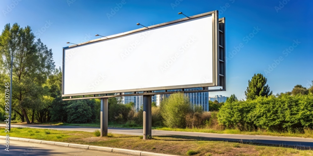 Fototapeta premium Empty billboard for outdoor advertising poster, blank, billboard, advertisement, marketing, promotion, outdoor, template