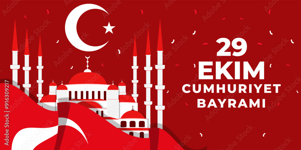 Obraz premium 29 Ekim turkish armed forces day celebration horizontal banner
