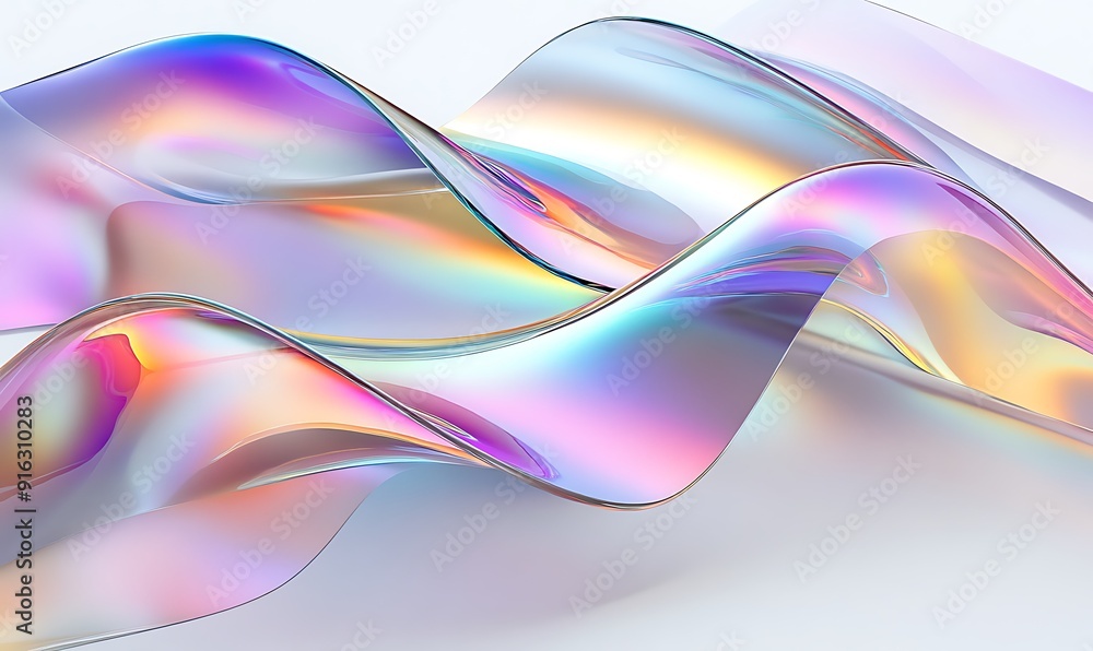 Fototapeta premium Abstract background, iridescent holographic foil, liquid wavy.