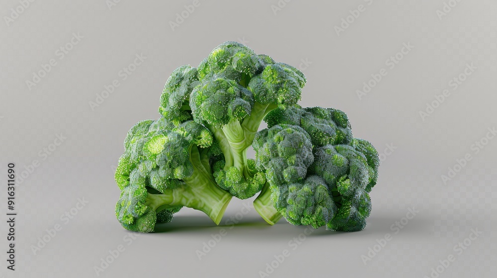 A bunch of fresh broccoli florets, isolated on a transparent background, perfect for promoting healthy meals and diets. A bunch of fresh broccoli florets, isolated on a transparent background, perfect for promoting healthy meals and diets.