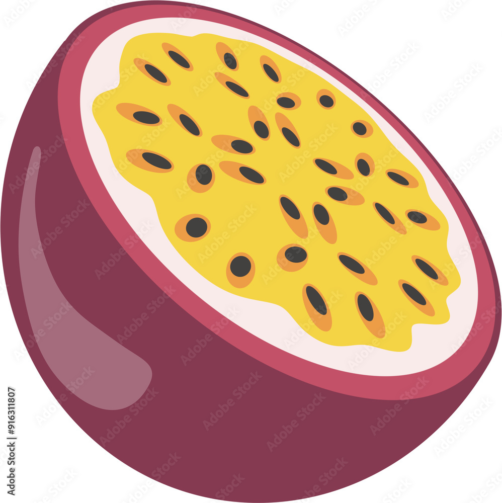 illustration of a slice of passion fruit illustration of a slice of passion fruit