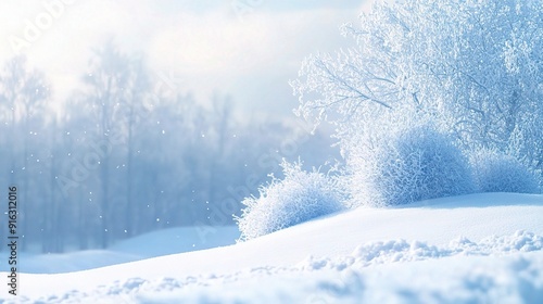 Wallpaper Mural Winter Wonderland: Snow covered trees and bushes under bright winter sun. Serene winter landscape.  Torontodigital.ca