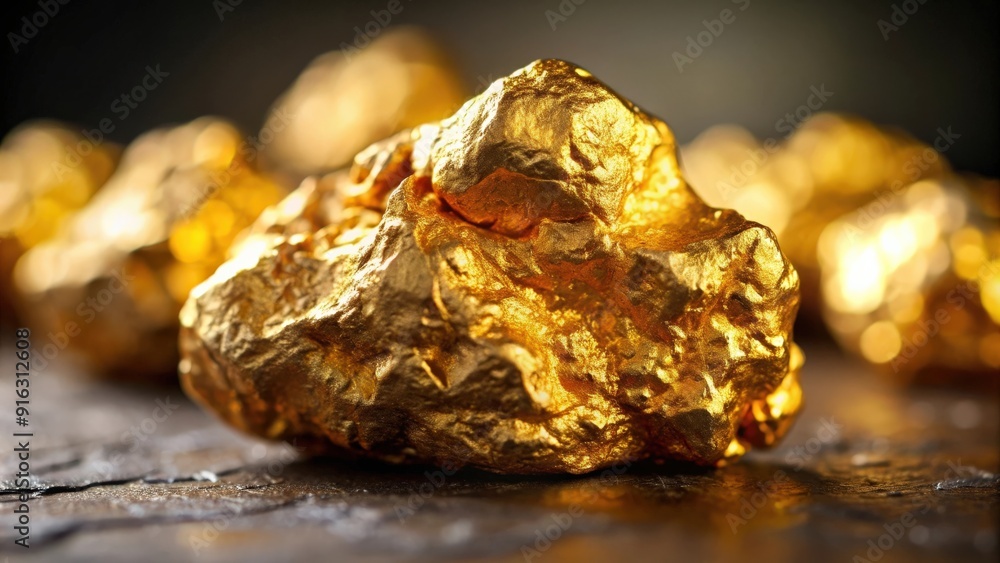 Closeup of a large gold nugget representing wealth and finance concept, gold, nugget, closeup, money, finance, wealth Closeup of a large gold nugget representing wealth and finance concept, gold, nugget, closeup, money, finance, wealth