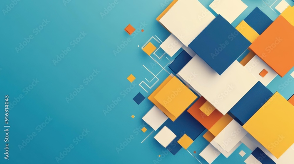 Vibrant abstract blue backdrop with square shapes, perfect for a fresh and modern design aesthetic. Vibrant abstract blue backdrop with square shapes, perfect for a fresh and modern design aesthetic.