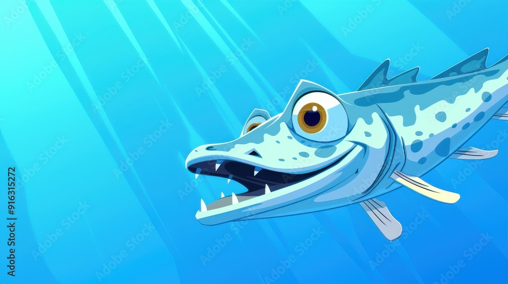 Naklejka premium Marvel at the vibrant underwater world with a striking portrait of a sleek saltwater fish, showcasing intricate textures.