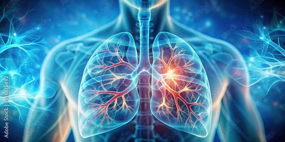Fototapeta premium Close up of a person's healthy lungs in a medical setting , lung health, respiratory system