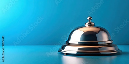 rendering of a hotel concierge bell on a blue background, concierge, bell, hotel,rendering,blue background