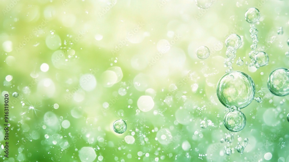Sparkling Water Droplets on Green Background: A mesmerizing close-up of water droplets suspended in a vibrant green background, evoking a sense of purity, freshness, and natural beauty. Sparkling Water Droplets on Green Background: A mesmerizing close-up of water droplets suspended in a vibrant green background, evoking a sense of purity, freshness, and natural beauty.