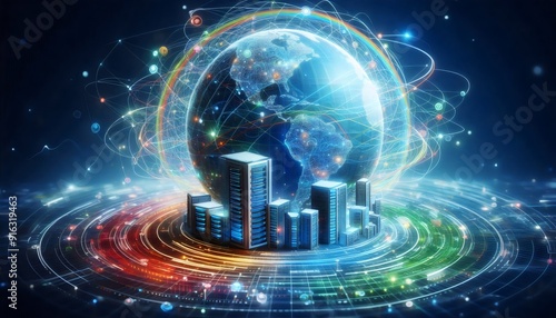 Wallpaper Mural World Connected by Digital Network: Global Connectivity Through Technology and Data Exchange Torontodigital.ca