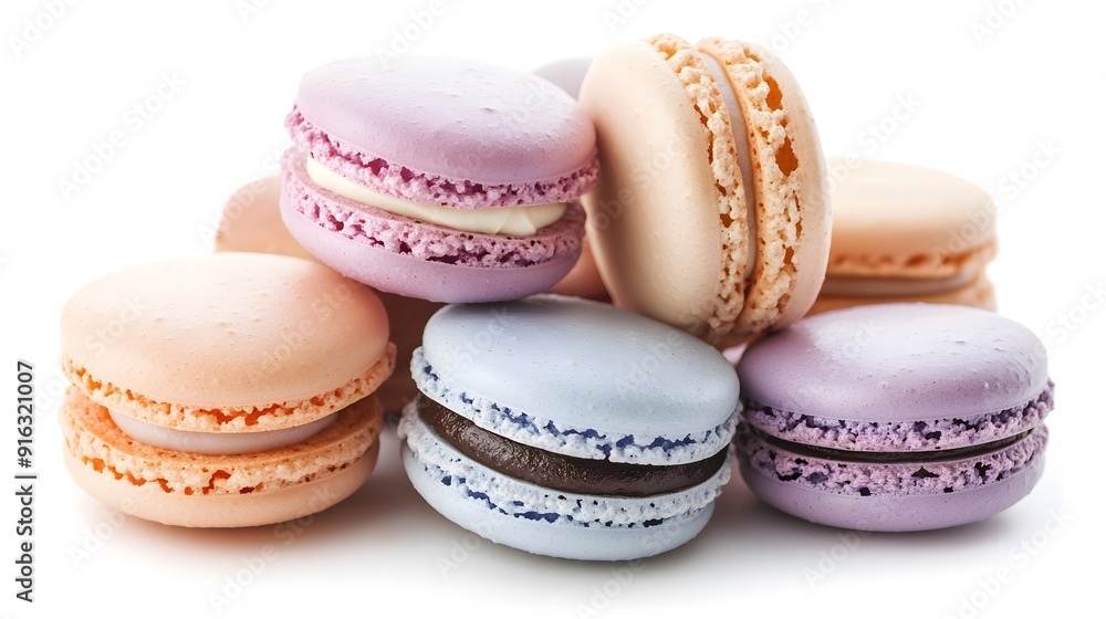 Colorful Macarons on White Background Photo Colorful Macarons on White Background Photo