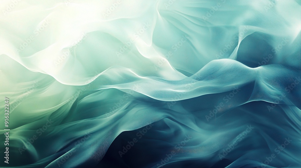 Obraz premium Abstract Teal Fabric Texture - Swirling, ethereal, and calming, this abstract texture evokes a sense of tranquility and elegance.