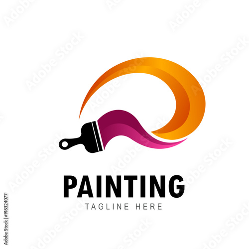 Paintbrush colorful gradient logo for painting business
