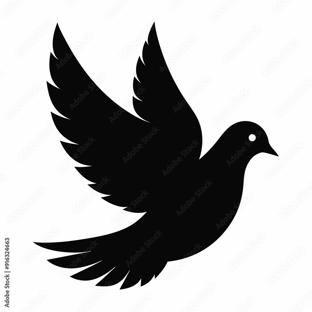 Obraz premium Dove of peace isolated on white background, dove vector illustration, bird on a branch vector art, dove silhouette, bird vector icon, bird on a branch line art, eps, dove on a branch cartoon