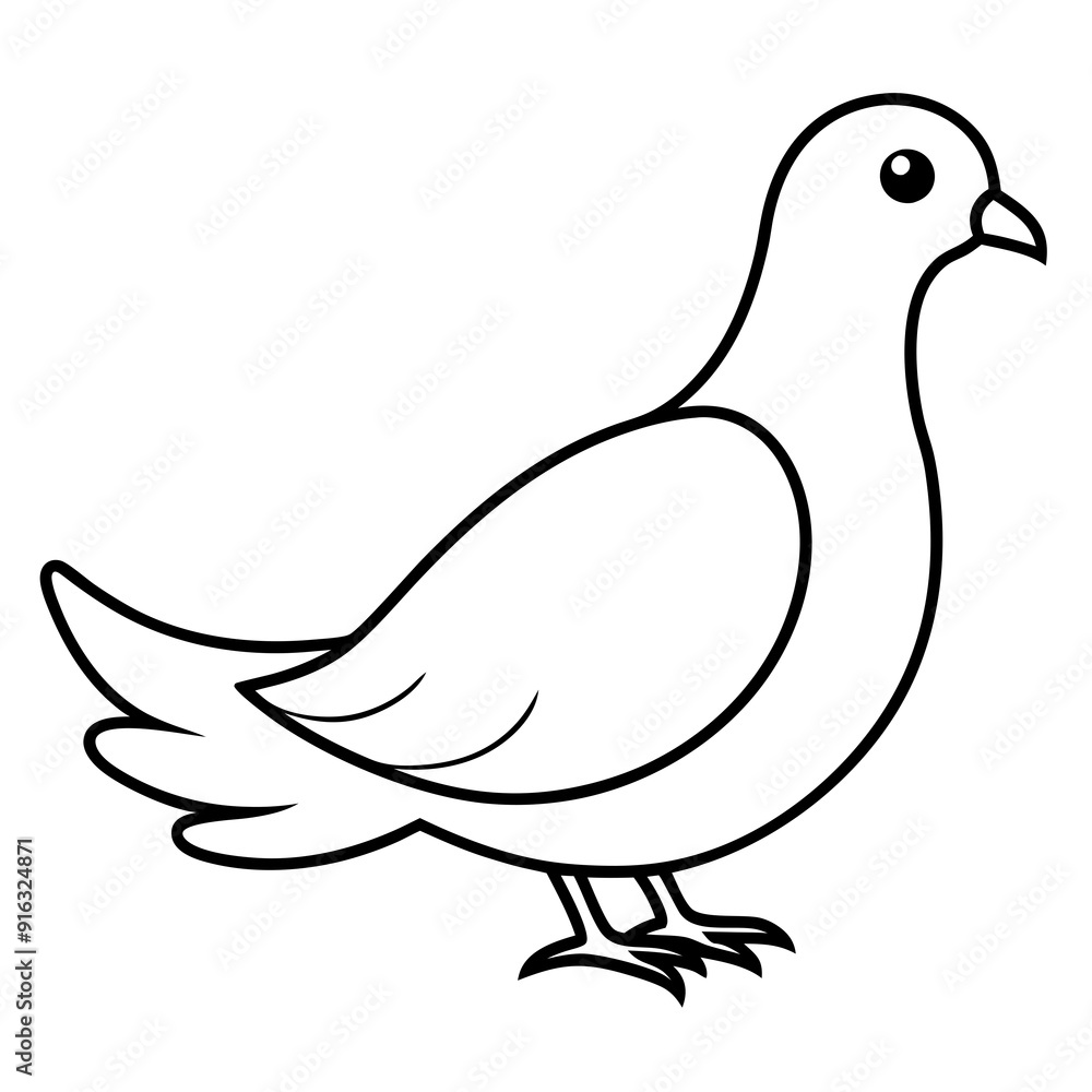 Obraz premium Dove of peace isolated on white background, dove vector illustration, bird on a branch vector art, dove silhouette, bird vector icon, bird on a branch line art, eps, dove on a branch cartoon